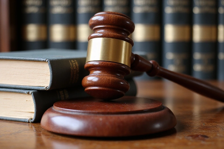 Gavel and law books on a wooden desk, symbolizing governing law